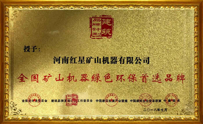紅星機(jī)器被授予全國礦山機(jī)器綠色環(huán)保首選品牌